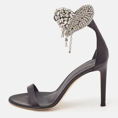 Pre-owned Giuseppe Zanotti Black Amour Ankle Strap Sandals Size 40