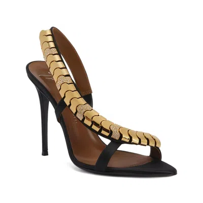 Giuseppe Zanotti 105mm Dafne Satin Slingback Sandals In Black