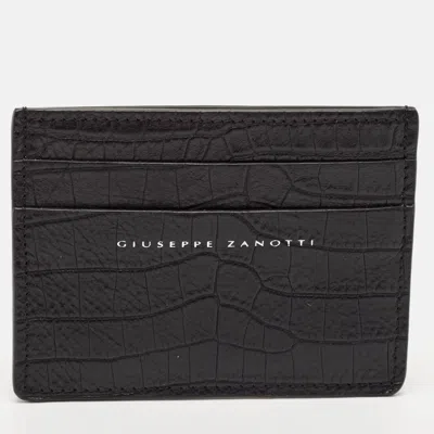 Pre-owned Giuseppe Zanotti Black Croc Embossed Leather Card Holder