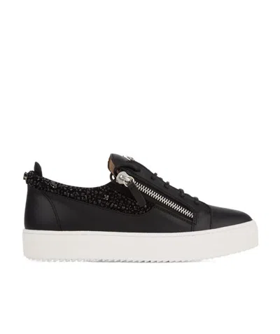 Giuseppe Zanotti Black Crystal Decorated Sneakers