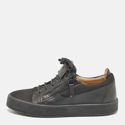 Pre-owned Giuseppe Zanotti Black Fabric And Leather Frankie Low Top Sneakers Size 39
