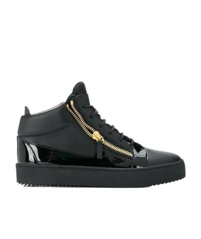 GIUSEPPE ZANOTTI BLACK LACE-UP CASUAL SNEAKERS