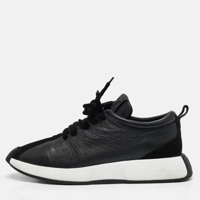 Pre-owned Giuseppe Zanotti Black Leather And Suede Trainer Lace Up Sneakers Size 45