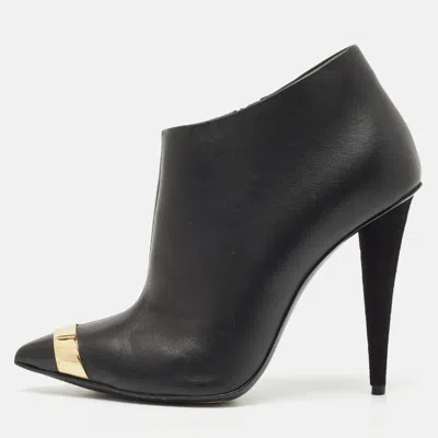 Pre-owned Giuseppe Zanotti Black Leather Ankle Booties Size 36