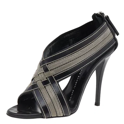 Giuseppe Zanotti Black Leather Chain Crisscross Sandals