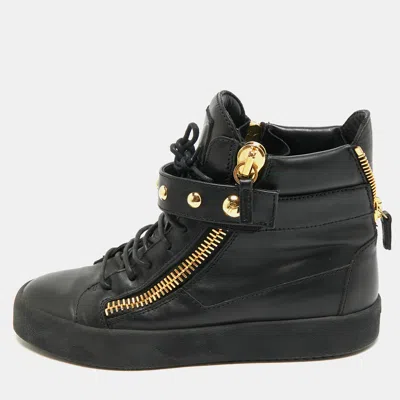 Pre-owned Giuseppe Zanotti Black Leather Coby High Top Sneakers Size 43