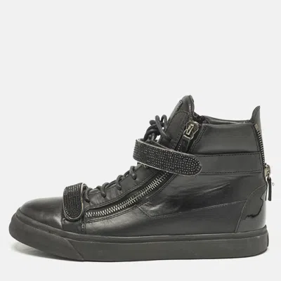 Pre-owned Giuseppe Zanotti Black Leather Coby High Top Sneakers Size 44.5