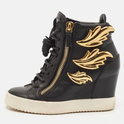 Pre-owned Giuseppe Zanotti Black Leather Cruel Summer High Top Sneakers Size 36
