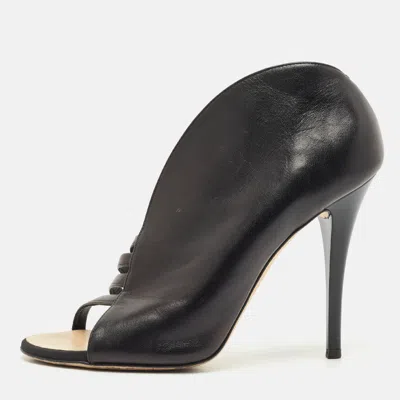 Pre-owned Giuseppe Zanotti Black Leather Cut Out Sandals Size 38.5