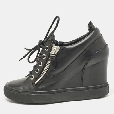 Pre-owned Giuseppe Zanotti Black Leather Dona Sneakers Size 36.5