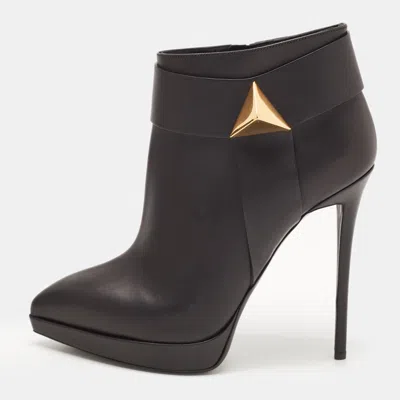 Pre-owned Giuseppe Zanotti Black Leather Emy Stud Ankle Boots Size 41