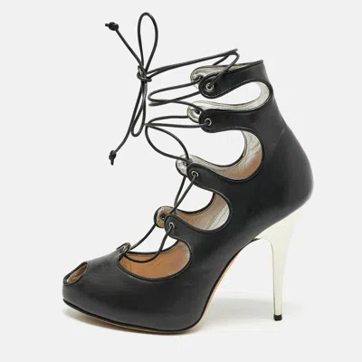 Giuseppe Zanotti Black Leather Lace Up Pumps