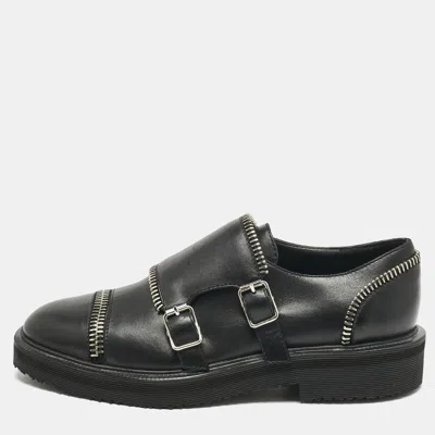 Pre-owned Giuseppe Zanotti Black Leather Monk Strap Oxford Size 36