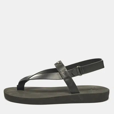 Pre-owned Giuseppe Zanotti Black Leather Nevada Flat Sandals Size 43