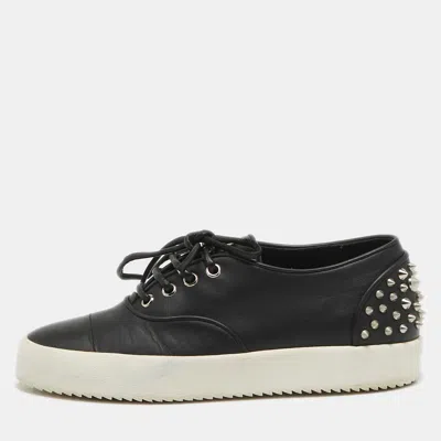 Pre-owned Giuseppe Zanotti Black Leather Spike Studded Low Top Sneakers Size 43