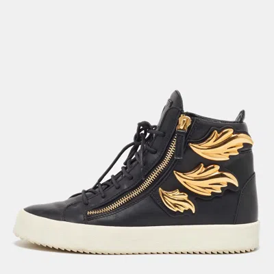 Pre-owned Giuseppe Zanotti Black Leather Wings High Top Sneakers 43