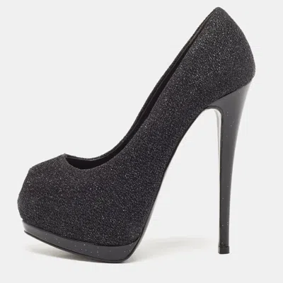 Giuseppe Zanotti Black Lurex Fabric Sharon Peep Toe Pumps