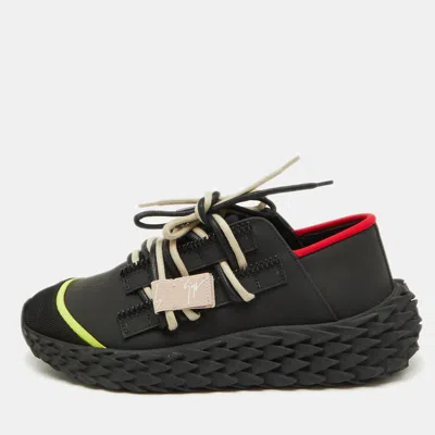 Pre-owned Giuseppe Zanotti Black Mesh And Rubber Urchin Sneakers Size 36