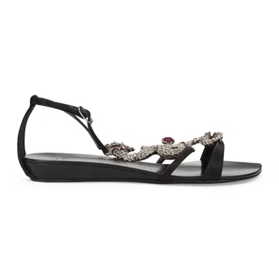 Giuseppe Zanotti Black Metal Snake Strap Sandals
