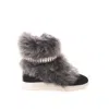 Giuseppe Zanotti Black Sneaker With Fur And Crystals  In Animal Print