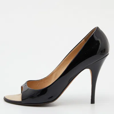 Giuseppe Zanotti Black Patent Leather Open Toe Pumps