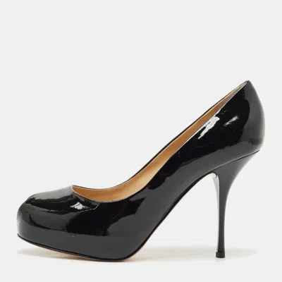 Giuseppe Zanotti Black Patent Leather Peep Toe Pumps