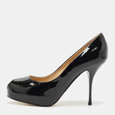 Pre-owned Giuseppe Zanotti Black Patent Leather Peep Toe Pumps Size 41