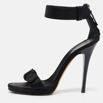 Pre-owned Giuseppe Zanotti Black Satin Ankle Strap Sandals Size 39