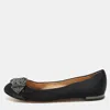 Giuseppe Zanotti Black Satin Embellished Ballet Flats In Black