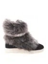 Giuseppe Zanotti Black Sneaker With Fur And Crystals