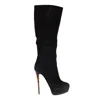 Giuseppe Zanotti Black Suede Boots With Animal Print Heels - '20s In Black