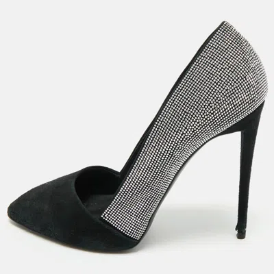 Giuseppe Zanotti Black Suede Crystal Embellished Pumps