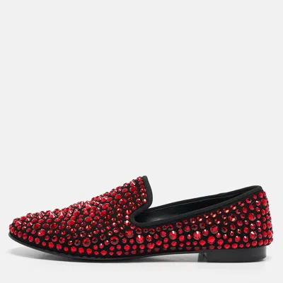 Pre-owned Giuseppe Zanotti Black Suede Crystal Embellished Smoking Slippers Size 41