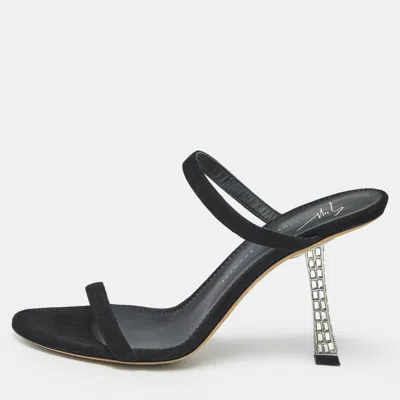 Giuseppe Zanotti Black Suede Farrah Slide Sandals