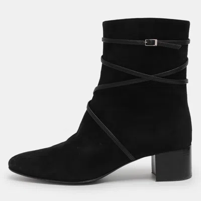 Pre-owned Giuseppe Zanotti Black Suede Mid Calf Boots Size 36