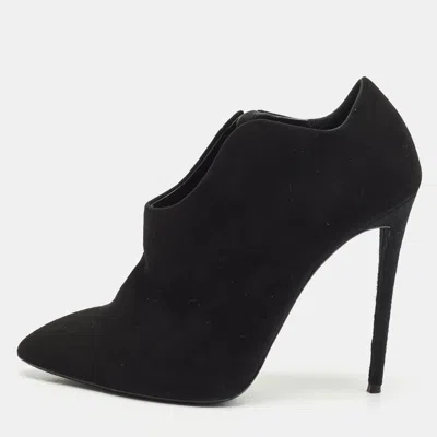 Giuseppe Zanotti Black Suede Pointed Toe Booties
