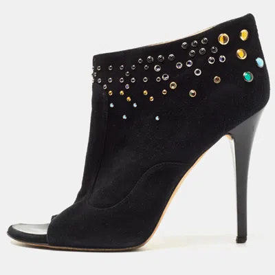 Pre-owned Giuseppe Zanotti Black Suede Studded Boots Size 41
