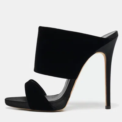 Pre-owned Giuseppe Zanotti Black Velvet Andrea Mules Size 37