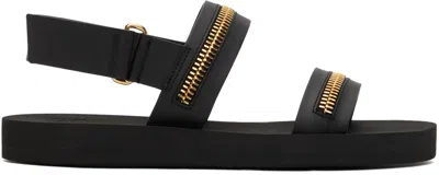 Giuseppe Zanotti Black Zip Sandals In Black/gold