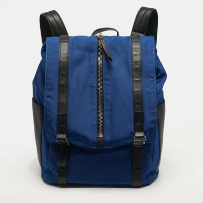 Pre-owned Giuseppe Zanotti Blue/black Nylon Flap Backpack