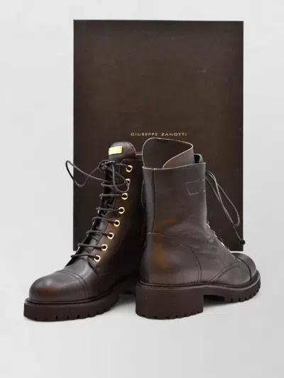 Giuseppe Zanotti Boot Chunky Heel Gold Tone Hardware In Brown
