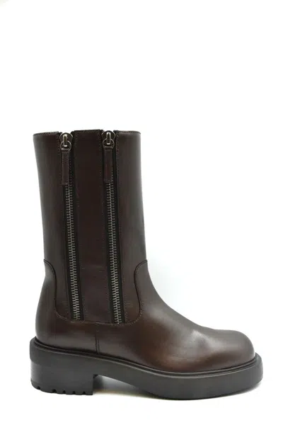 Giuseppe Zanotti Leather Ankle Boots In Brown