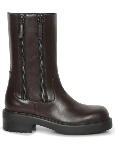 Giuseppe Zanotti Leather Ankle Boots In Brown