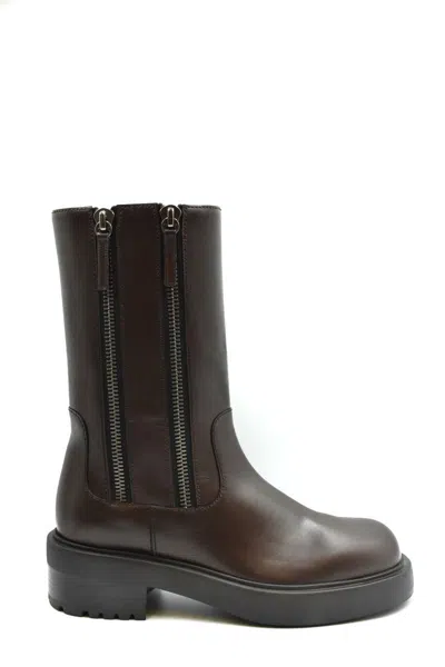 Giuseppe Zanotti Leather Ankle Boots In Brown