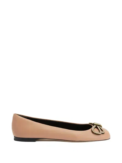 Giuseppe Zanotti Bow-embellished Ballet Flats In Neutral