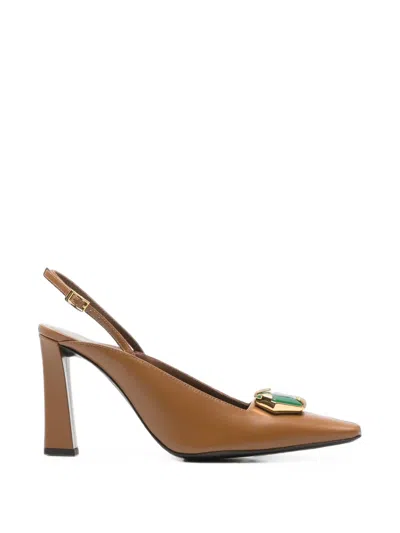 Giuseppe Zanotti Brendha Iside Embellished Slingback Pumps In Brown