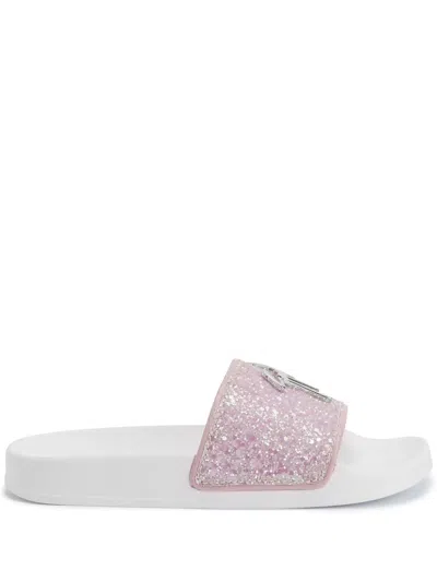 Giuseppe Zanotti Brett Sandalen Mit Glittern In Pink