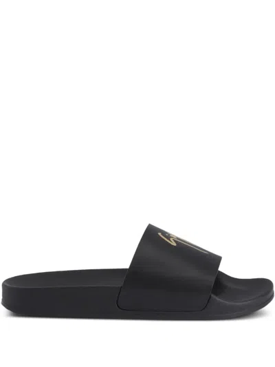 Giuseppe Zanotti Brett Logo-embellished Leather Slides