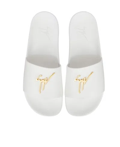 Giuseppe Zanotti Brett Logo-plaque Sliders In White