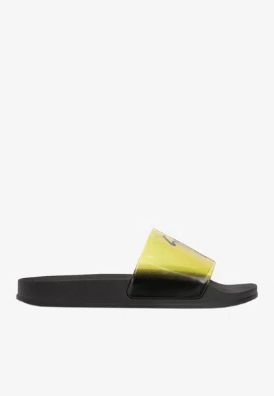 Giuseppe Zanotti Brett Vinyl Slider Sandals In Yellow